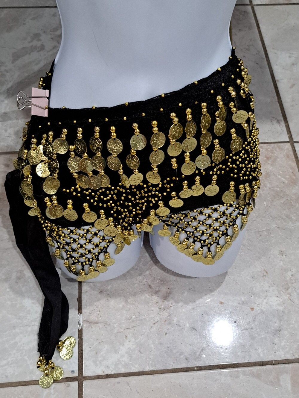 Chaco Black and Gold Belly Dance Hip Scarf